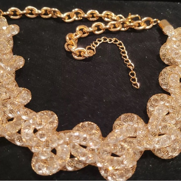 Tan & Crystal Gold Plated Choker - Picture 3 of 7